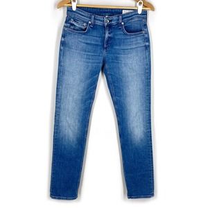 Rag & Bone Dre Low Rise Slim Boyfriend Jeans Sapphire Blue Stretch 25